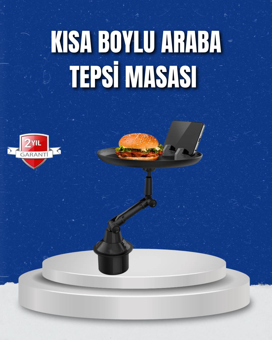 4-228 Ayarlanabilir Araç İçi Bardaklık Tepsisi 9 İnç Geniş Alan ve Telefon Standlı - Lisinya - Görsel 1