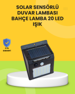 Güneş Paneli ile Şarj Olan 20 LED Dış Mekan Hareket Sensörlü Lamba - Lisinya
