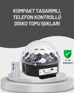Uzaktan Kumandalı RGB LED Disko Topu Bluetooth Hoparlörlü - Lisinya