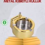 Paslanmaz Çelik Küllük Çakmaklı Masa Üstü Kullanım - Lisinya