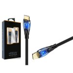 45W USB-C Lightning Işıklı Şeffaf Kablo Hızlı Şarj, Dayanıklı Tasarım, iPhone ve iPad Uyumlu ( Lisinya )