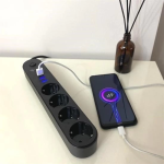 4lü Siyah Anahtarlı 3 Usb Li Akım Korumalı Topraklı Çocuk Korumalı Grup Priz 2 Metre ( Lisinya ) - Görsel 2