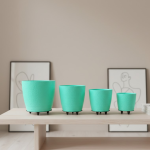 4’lü 3D Ayaklı Yeşil Saksı Seti Dekoratif Modern Tasarım - Lisinya
