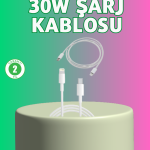 Orijinal Kalite 30W Type-C Lightning Hızlı Şarj Kablosu – 1.2m Dayanıklı - Lisinya