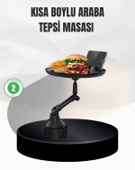 Universal Araç İçi Bardaklık Tepsisi 9 İnç Yemek Alanı ve Telefon Standlı - Lisinya