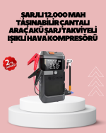 Araç İçin 4 Fonksiyonlu Akü Takviye ve Lastik Şişirme Cihazı - Lisinya