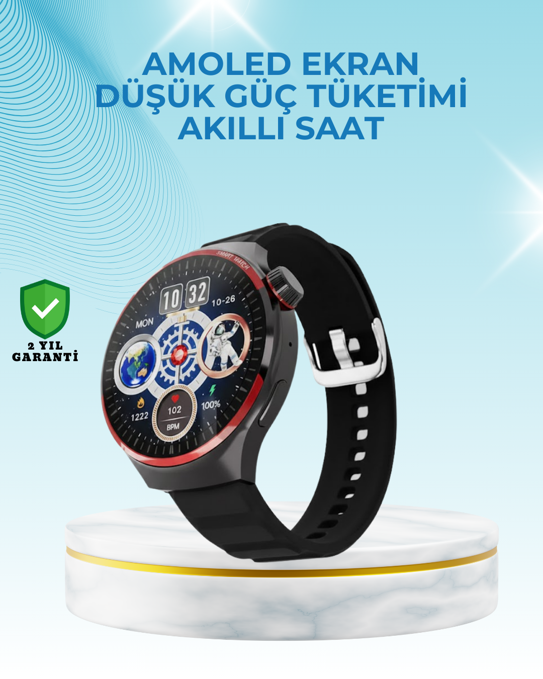 6-39 NFC Destekli Akıllı Saat AMOLED Ekranlı Şık Tasarım - Lisinya - Görsel 1