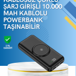 iPhone ve Android Uyumlu 10000mAh Powerbank – Hem Kablolu Hem Kablosuz - Lisinya