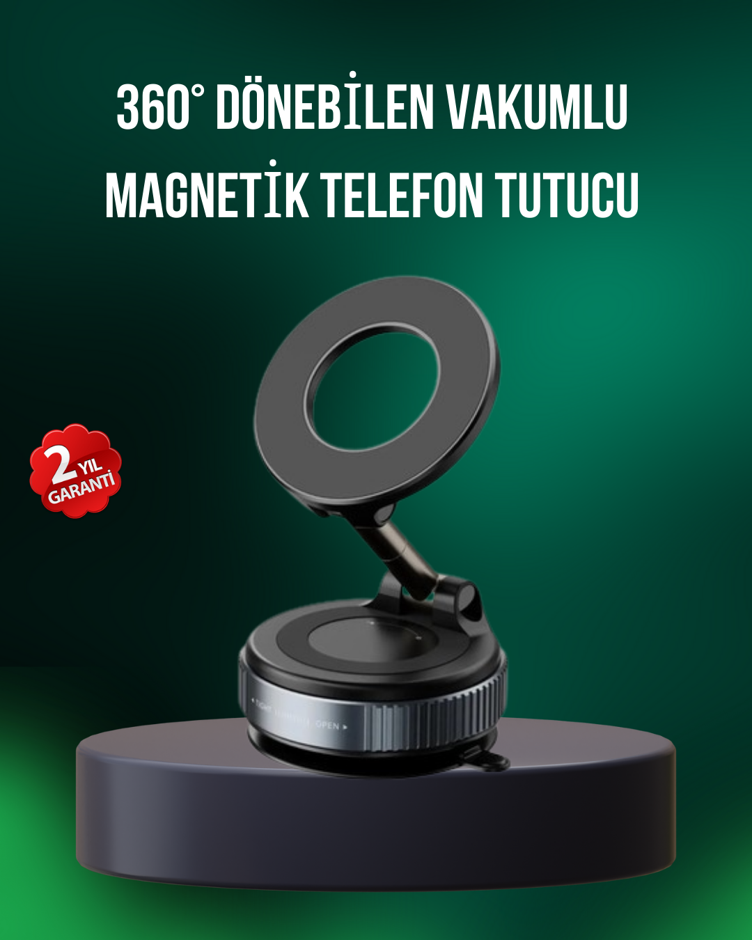6-59 Alüminyum Gövdeli Manyetik Araç İçi Telefon Tutucu - Lisinya - Görsel 1