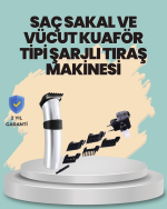 Profesyonel Erkek Tıraş Makinesi – Kablosuz, Paslanmaz Bıçaklı ve Tam Aksesuar - Lisinya