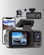3 Kameralı Araç İçi Kayıt Cihazı 1080P Full HD Gece Görüşlü ve Wi-Fi Bağlantılı - Lisinya - Görsel 2
