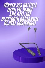 100 Saat Kablolu Boyun Askılı Dijital Göstergeli Bluetooth Kulaklığı - Lisinya - Görsel 2