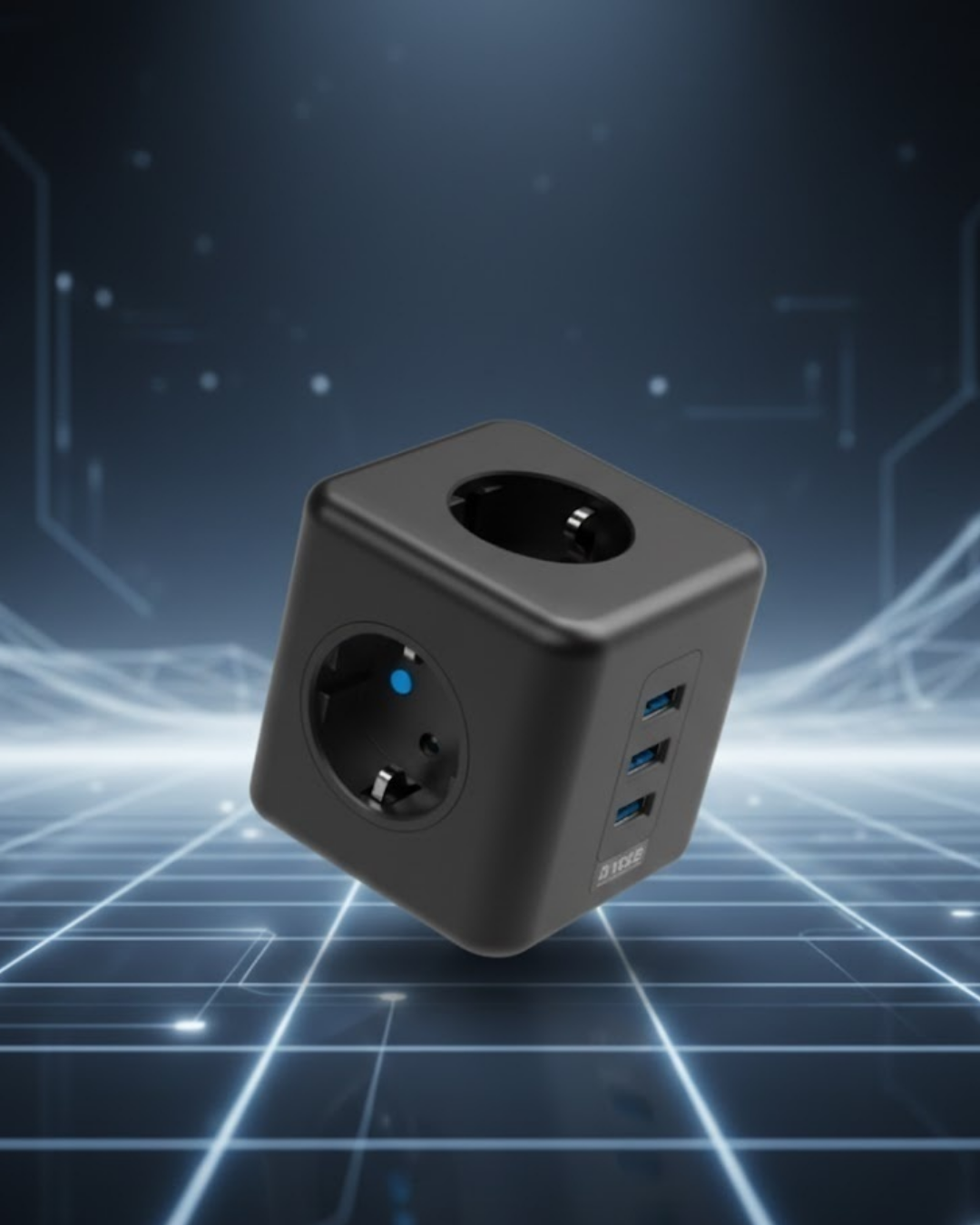 8-87 Elektronik Cihazlar İçin Akım Korumalı 3 Prizli USB’li Küp Priz - Lisinya - Görsel 1