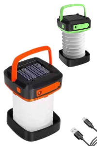 Katlanabilir Kamp Lambası Akordiyon Lamba Şarjlı 3 Kademeli Solar ( Lisinya ) - Görsel 2