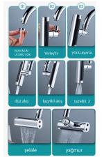 Krom Tasarruflu Şelale Musluk Başlığı 4 Modlu, Ayarlanabilir, Su Tasarrufu Sağlayan Pratik Başlık ( Lisinya ) - Görsel 2