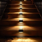 Solar Güneş Enerjili Şarj Edilen Köşebent Merdiven Veranda Bahçe Yolu Led Lamba Işık 4 Adet ( Lisinya ) - Görsel 2