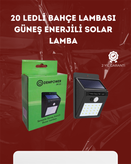 Su Geçirmez 20 LED Solar Aydınlatma | Dış Mekan için PIR Hareket Sensörü ile Akıllı Işık - Lisinya