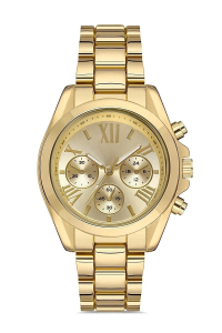 Zarif ve Şık Özel Tasarım Roma Rakam Detaylı  Metal Bayan Kol Saati (gold) ( Lisinya )