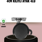 Kilitli 4 cm Tekerlek Ayak 4’lü Set Zemin Koruyucu - Vipsepet