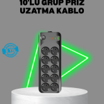 Termal Akım Korumalı 10’lu Grup Priz USB Type-C Hızlı Şarj 2500W 2m Kablo - Vipsepet