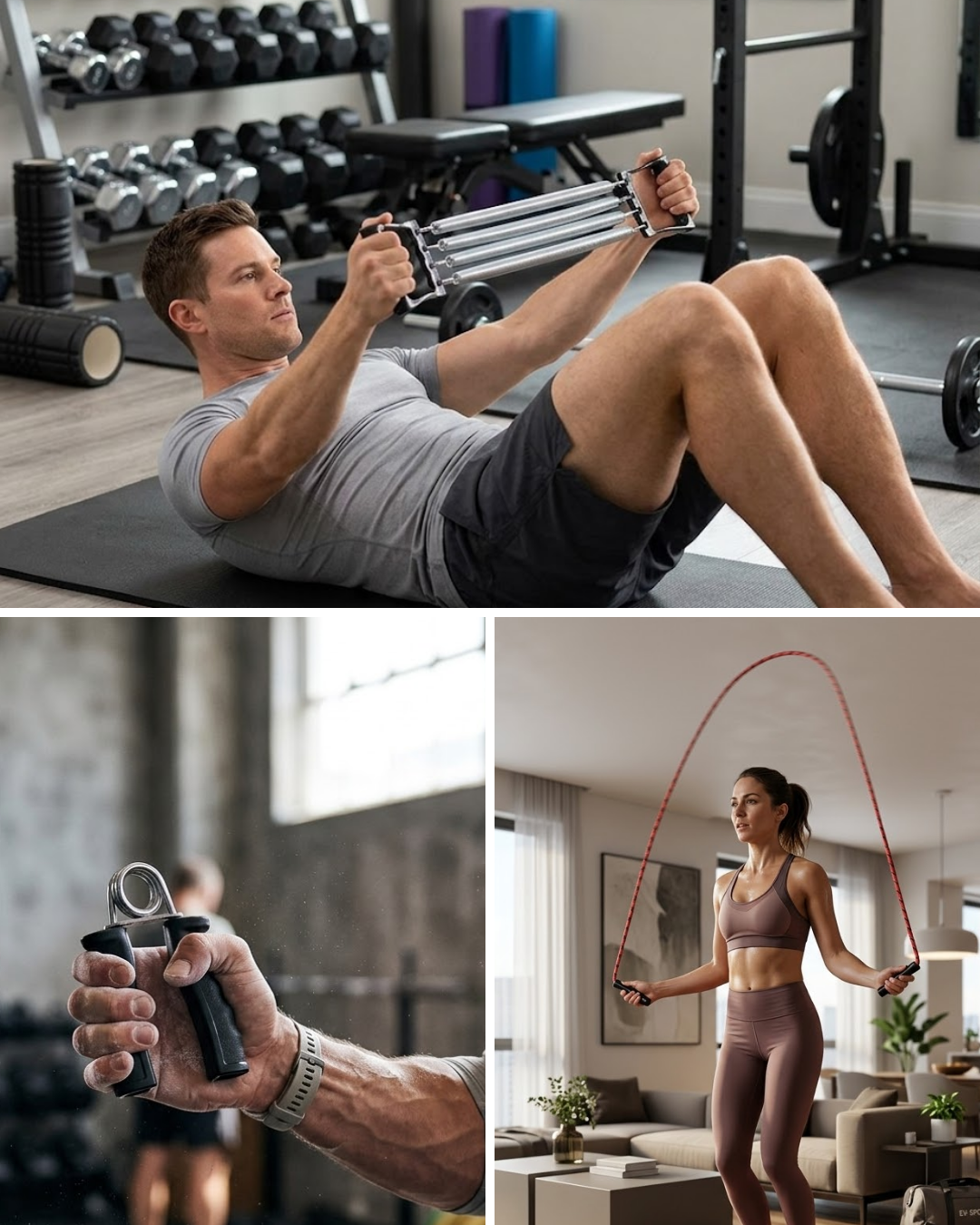 1-54 Ev Spor Seti Atlama İpi El Yayı Karın Egzersiz Aleti Fitness Seti - Vipsepet - Görsel 1