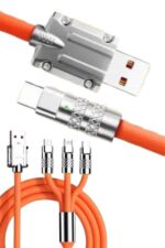 120W 3 İn 1 Uyumlu Silikon Şarj Kablosu Hızlı Şarj Kablosu - Lisinya - Görsel 3