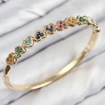 Pirinç Renkli Zirkon Taşlı Sıralı Kalp Model Gold Renk Kadın Kelepçe - Vipsepet