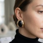 Pirinç Siyah Badem Model Vintage Gold Kadın Küpe - Vipsepet