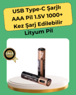 AAA Boyutunda USB Şarjlı Pil – Kompakt Tasarım, Geniş Uyumluluk - Vipsepet