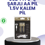 Type-C USB ile Hızlı Şarj Edilebilir AA Kalem Pil | 1.5V Lityum | Çiftli Paket - Vipsepet