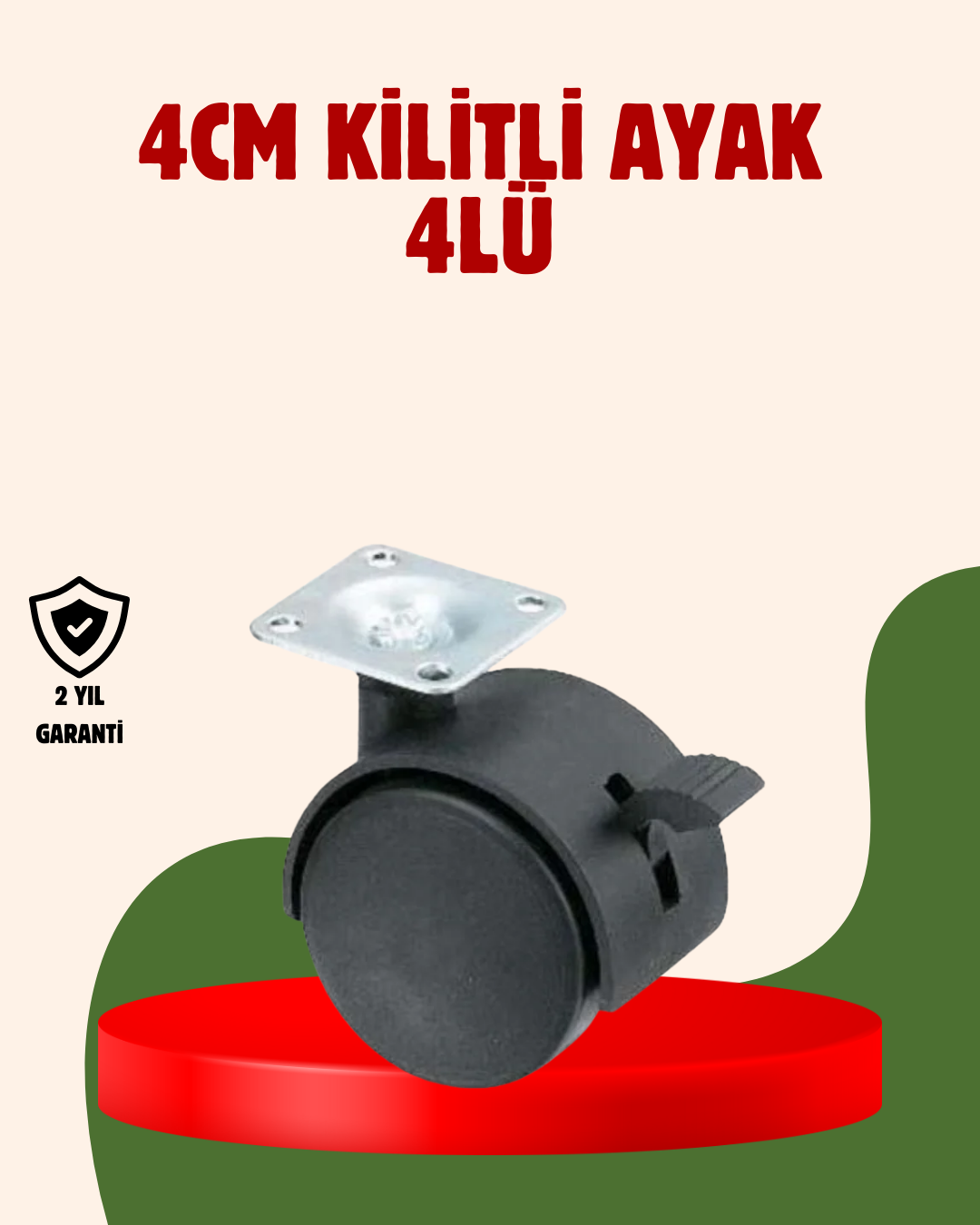 3-125 4 cm Kilitli Döner Ayak 4 Adet Sehpa ve Mobilya Ayağı - Vipsepet - Görsel 1