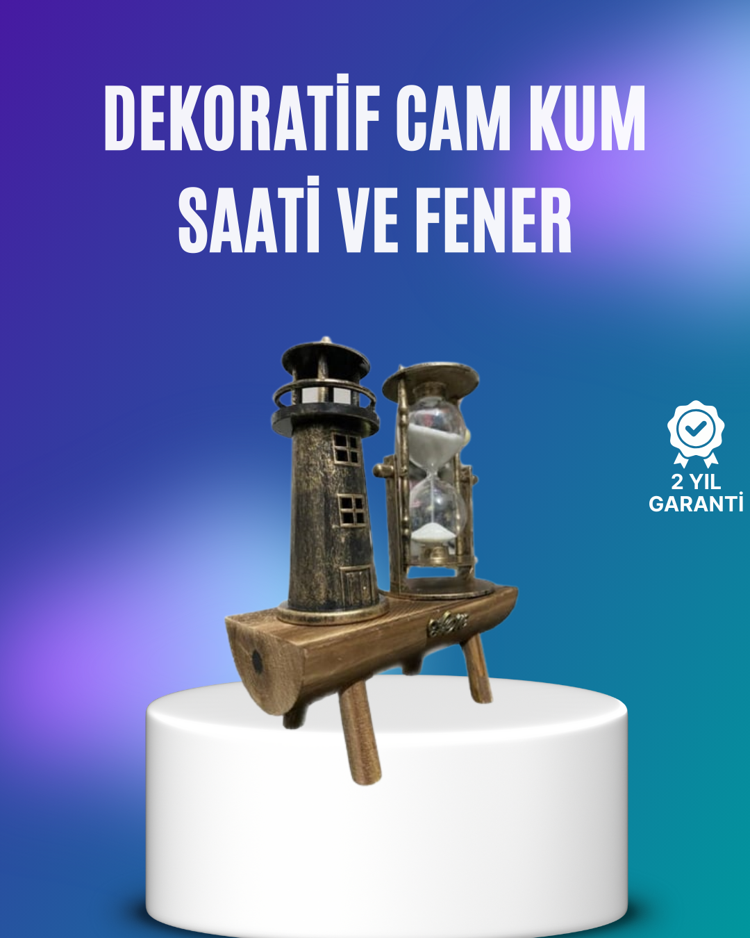 3-52 Deniz Feneri Şeklinde El Yapımı Kum Saati – Ev ve Ofis İçin Zarif Süs - Vipsepet - Görsel 1