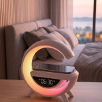 RGB Gece Lambalı Kablosuz Şarj Cihazlı Bluetooth Hoparlör Dijital Saat - Vipsepet