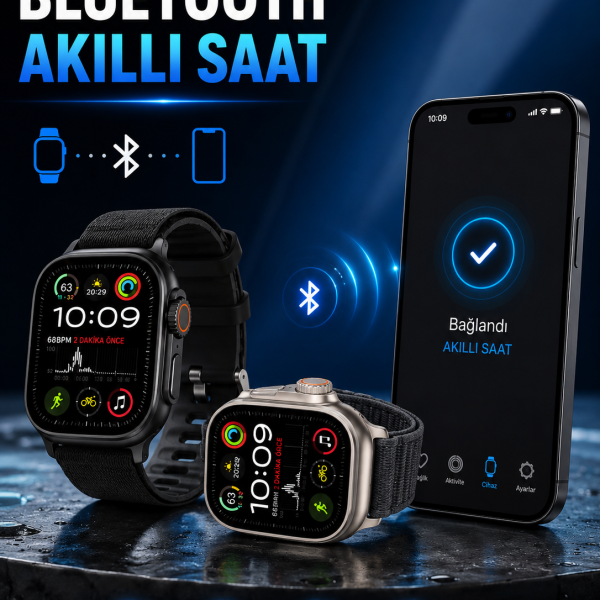 Akıllı Saat Bluetooth Bağlantılı Adımsayar Alarm ve Hatırlatıcı Çağrı Cevaplama - Vipsepet
