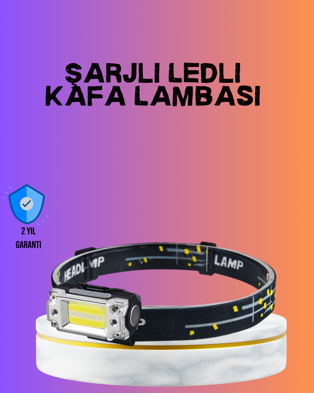 4-220 Beyaz Led Işık Sensörlü Kafa Lambası Lityum Batarya Led El Fenerli Şarjlı - Vipsepet - Görsel 1