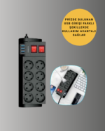 Termal Korumalı 8 Prizli 3 USB’li Uzatma Kablosu - Vipsepet - Görsel 2