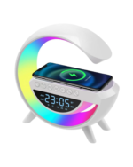 Kablosuz Şarjlı LED Işıklı Masa Saati Bluetooth Hoparlör Alarm Fonksiyonlu - Vipsepet - Görsel 2