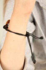 HOPE (Umutlu) Siyah Deri İpli Unisex Mood Bileklik - Vipsepet