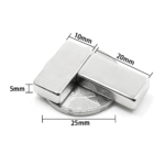 2 Adet 20x10x5 mm Neodyum Magnet N35 Güçlü Mıknatıs Köşeli ve Dayanıklı Nikel Kaplama ( Vipsepet )