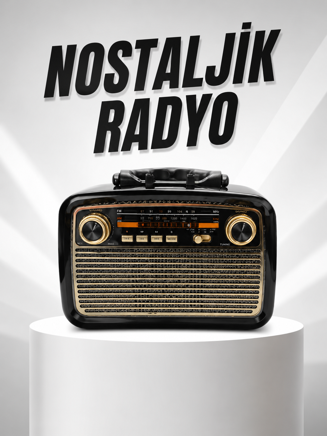 07b2f0a6-44e2-427f-beb9-c259f5f4f4b1 Müzik Kutusu Bluetooth Bağlantılı El Fenerli Nostaljik Tasarım Radyo - Vipsepet - Görsel 1