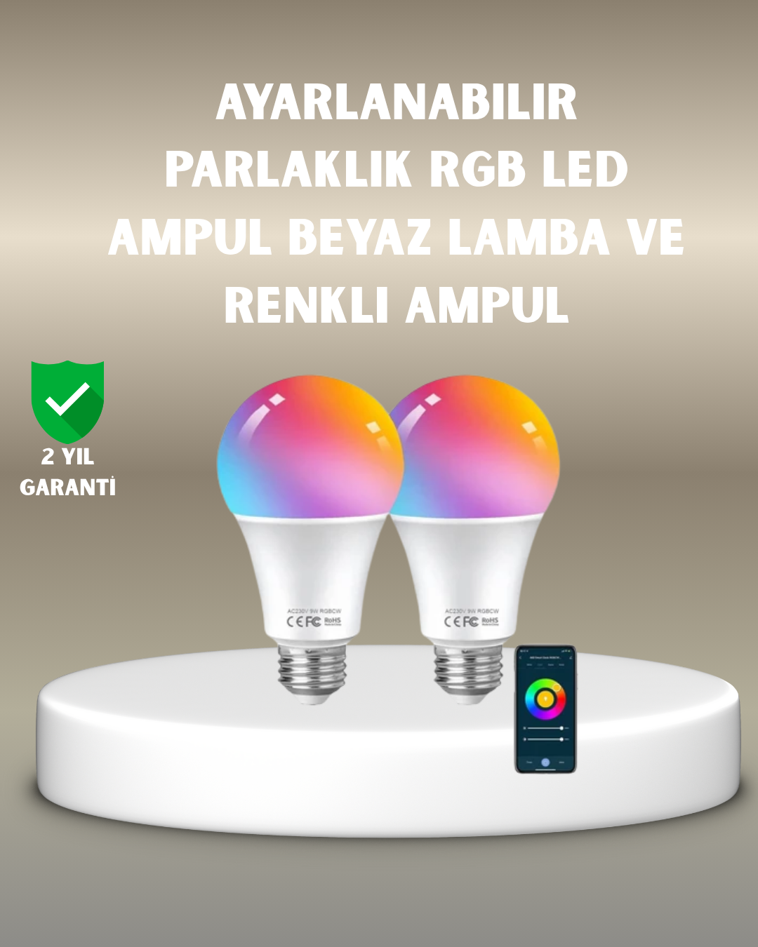 1-10 Akıllı 9W RGBW LED Ampul, tasaruflu romantik ışıklı - Vipsepet - Görsel 1