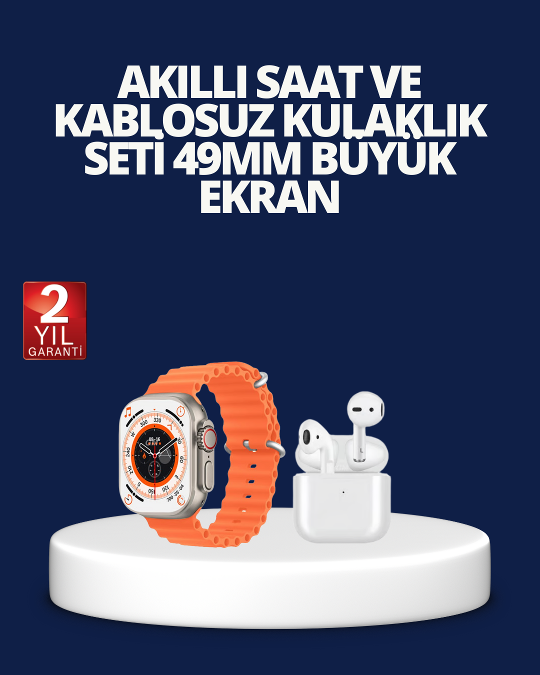 1-101 Watch 9 Max Akıllı Saat ve Kablosuz Kulaklık Seti 2 Kordonlu Sesli Görüşme Özellikli - Vipsepet - Görsel 1
