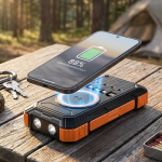 20000 mAh Powerbank Güneş Enerjili Kablosuz Şarj Hızlı Şarj Taşınabilir Batarya - vipsepet