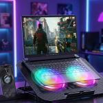 RGB Işıklı Laptop Soğutucu Stand Çift Fanlı Sessiz Çalışan Ayarlanabilir - Vipsepet