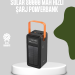 80000 mAh Solar Powerbank Göstergeli Fenerli Hızlı Şarj Taşınabilir Şarj Cihazı - Vipsepet
