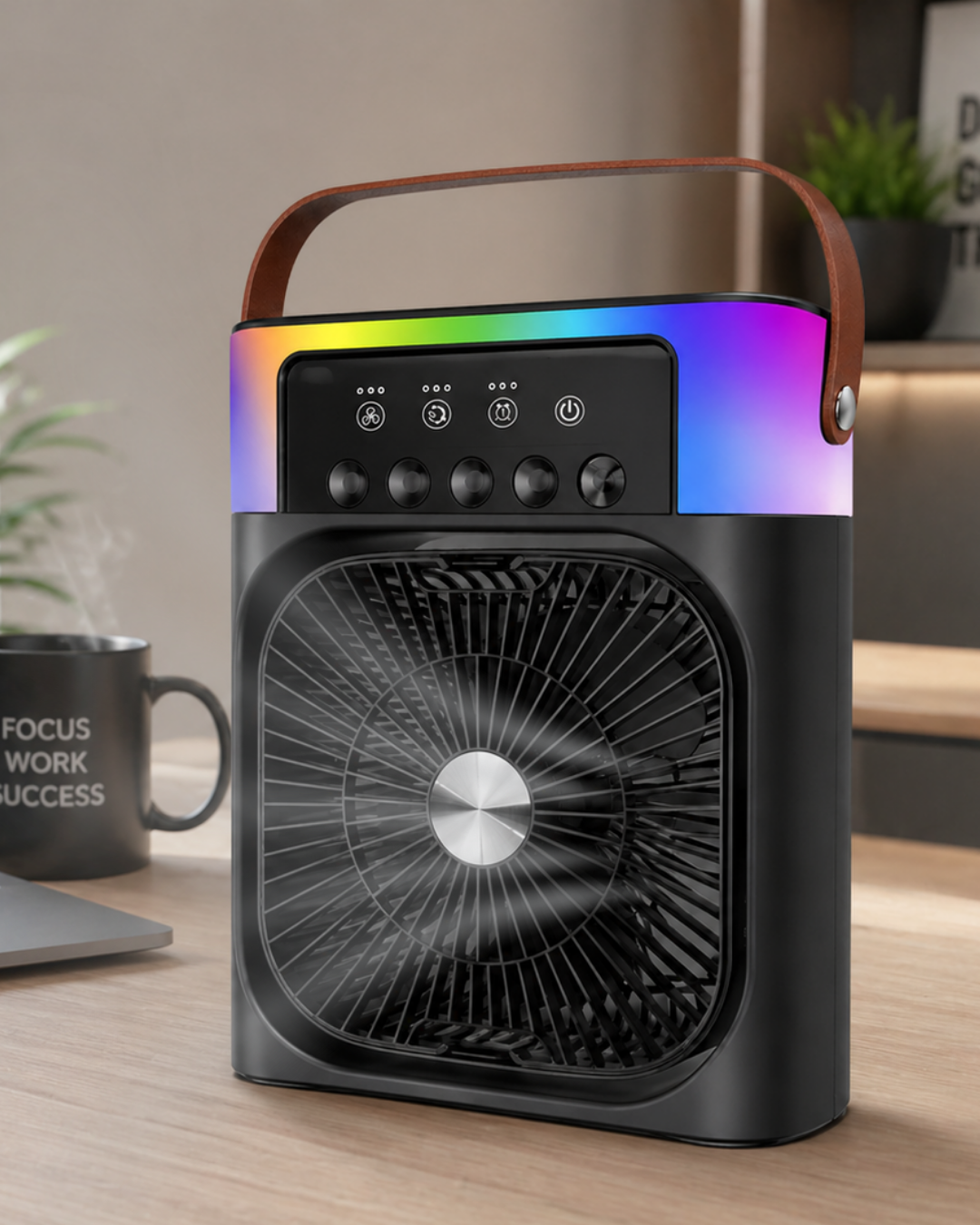 1-106 Taşınabilir Sprey Fan RGB Işıklı Mini Klima Soğutucu Nemlendirici USB Şarjlı - vipsepet - Görsel 1