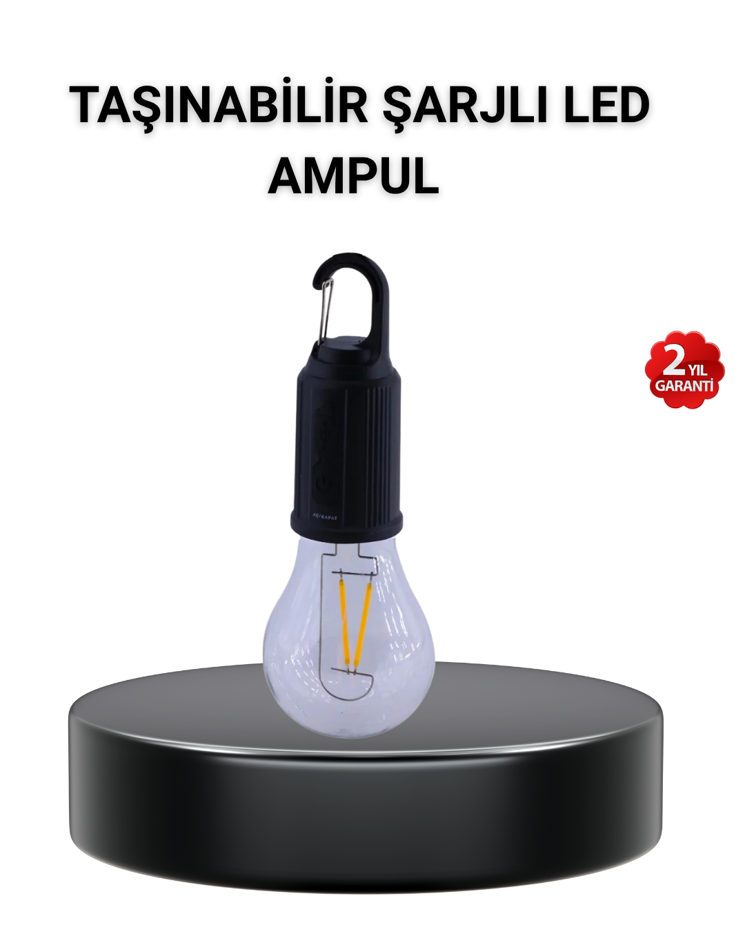 1-107 Taşınabilir Şarjlı LED Kamp Lambası – Type-C Girişli ve Kancalı Tasarım - Vipsepet - Görsel 1