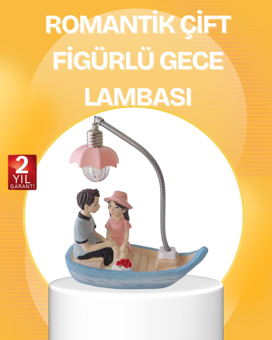 1-107 Romantik Çift Figürlü Gece Lambası Sandal Model Sevgiliye Özel Hediye - Vipsepet - Görsel 1
