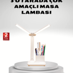 Kısılabilir LED Masa Lambası – Kalemlik ve Telefon Standlı, Göz Yormayan Işık - Vipsepet