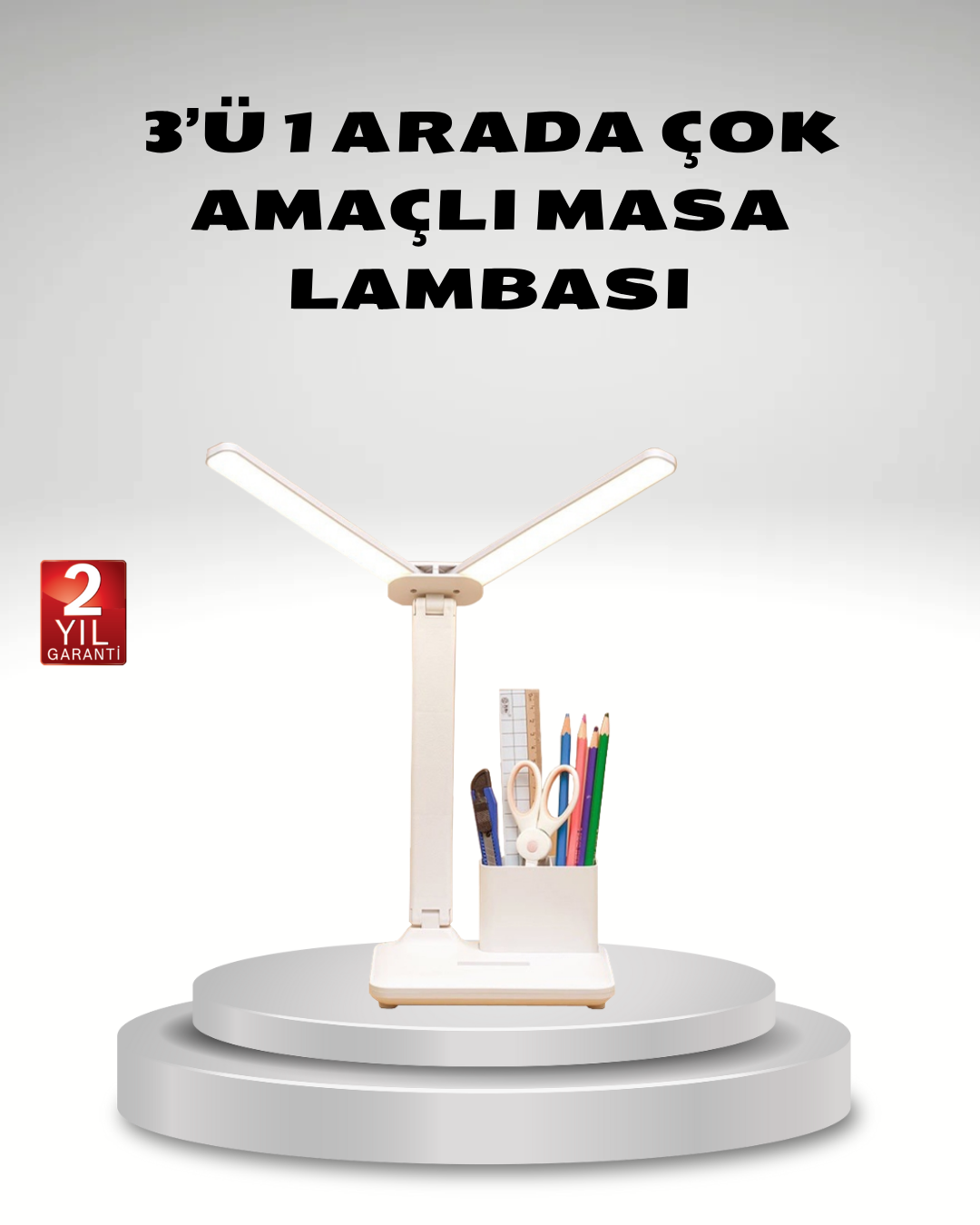 1-111 Kısılabilir LED Masa Lambası – Kalemlik ve Telefon Standlı, Göz Yormayan Işık - Vipsepet - Görsel 1